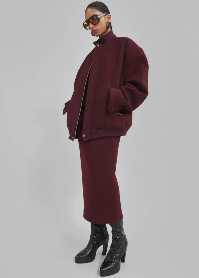 Clothing Women The Frankie Shop Arley Oversized Bomber 8211 Burgundy