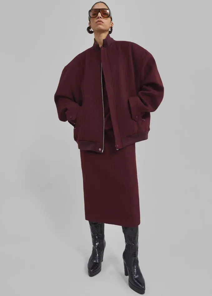 Clothing Women The Frankie Shop Arley Oversized Bomber 8211 Burgundy