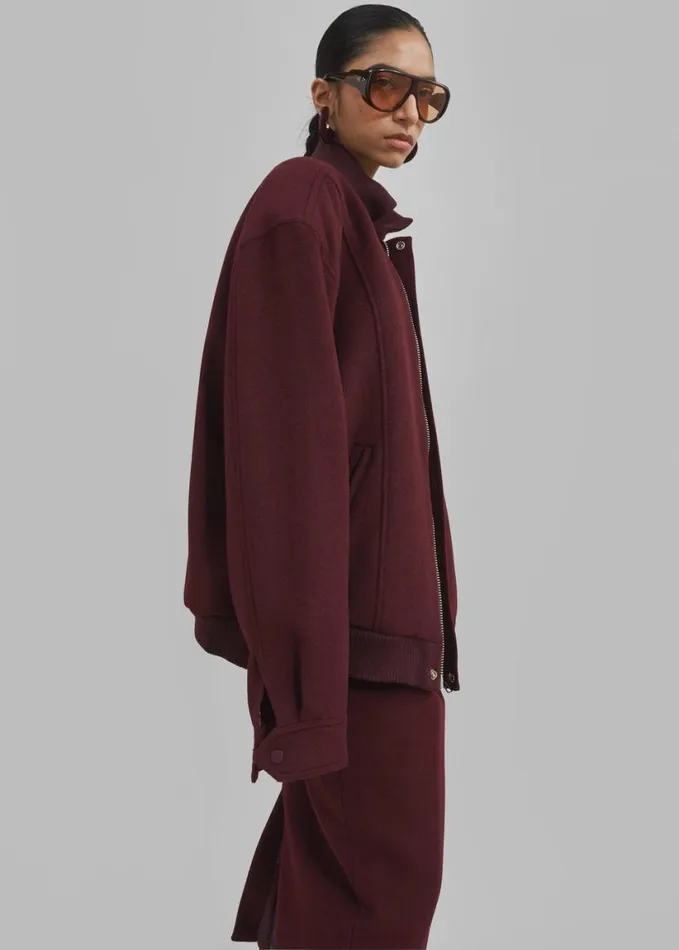 Clothing Women The Frankie Shop Arley Oversized Bomber 8211 Burgundy