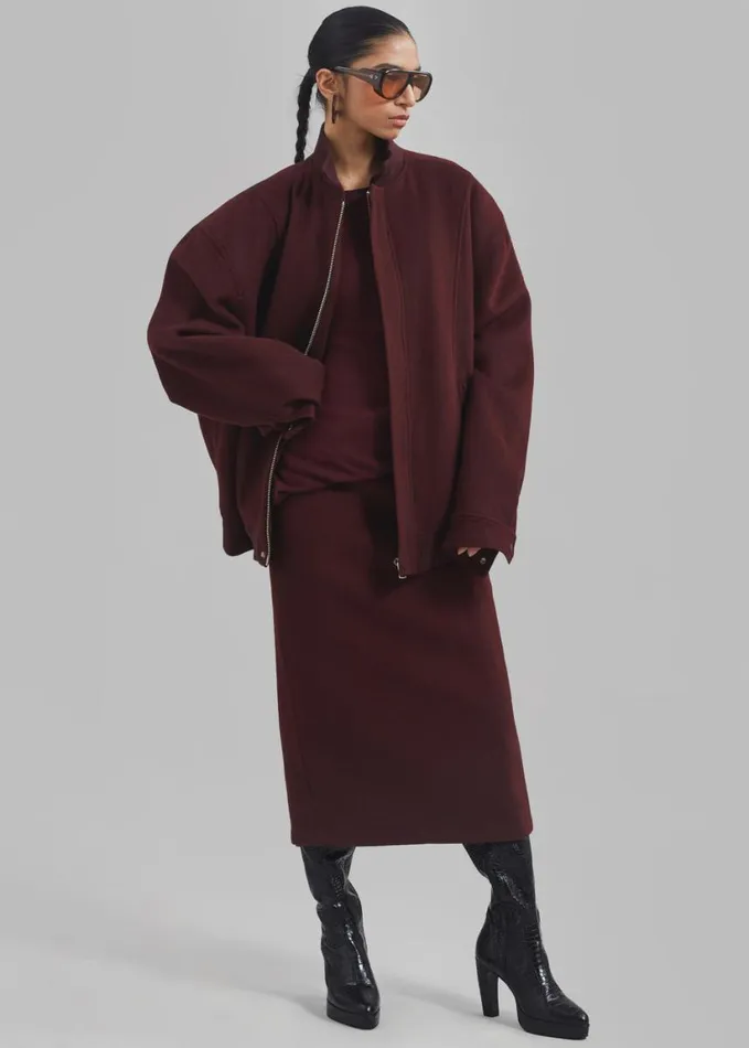 Clothing Women The Frankie Shop Arley Oversized Bomber 8211 Burgundy
