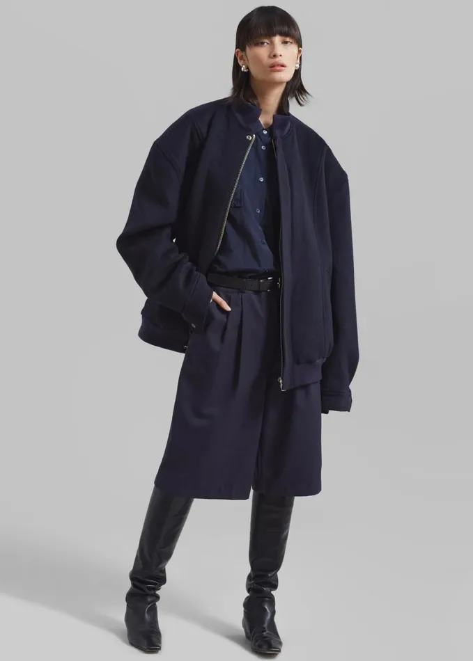 Clothing Women The Frankie Shop Arley Oversized Bomber 8211 Navy