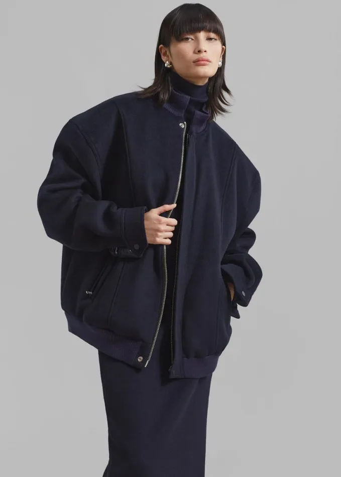 Clothing Women The Frankie Shop Arley Oversized Bomber 8211 Navy