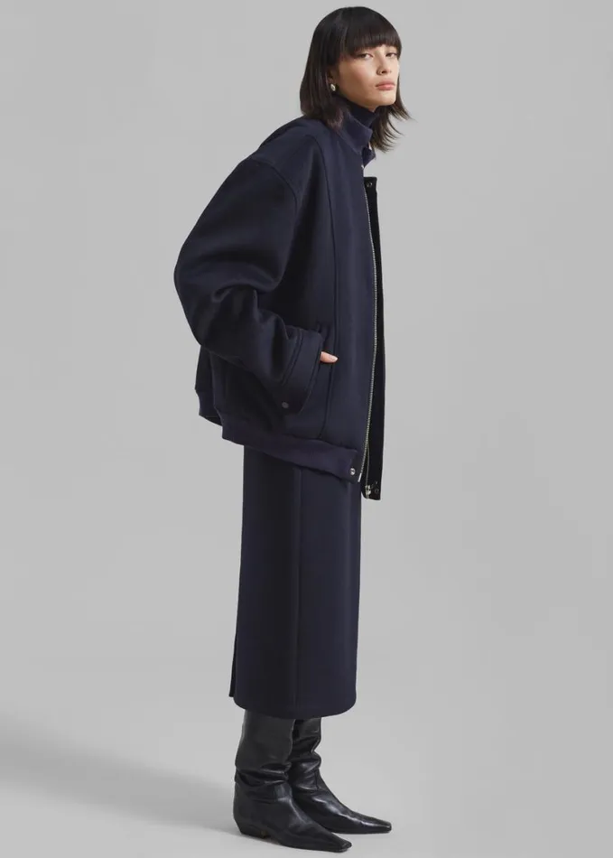 Clothing Women The Frankie Shop Arley Oversized Bomber 8211 Navy
