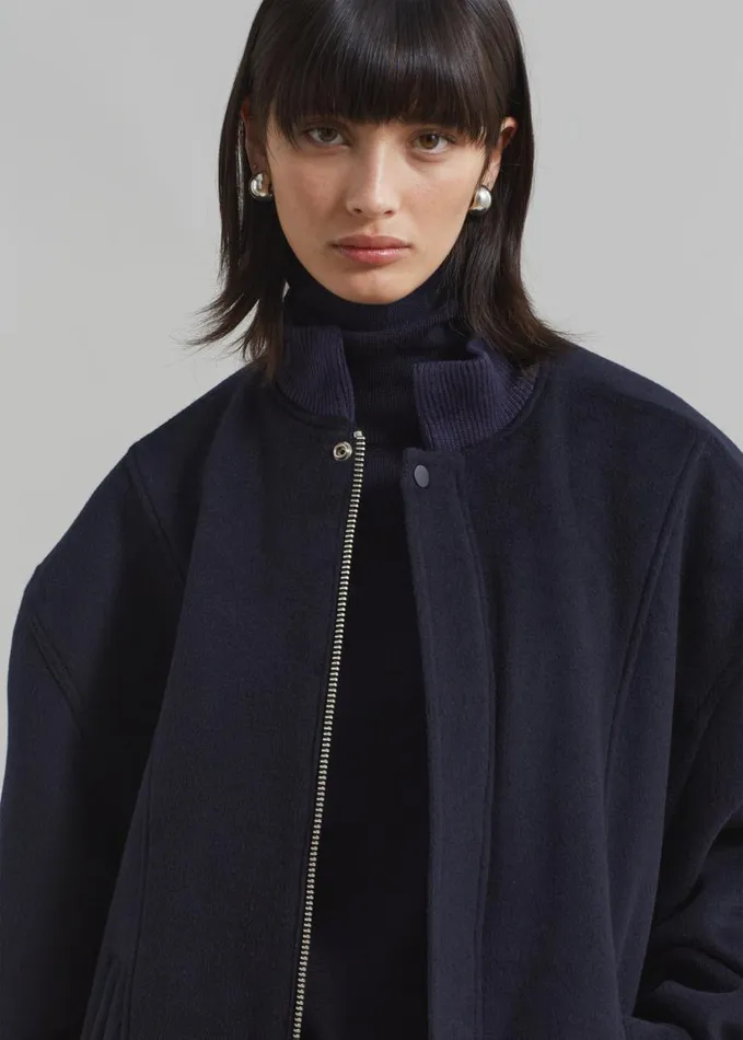 Clothing Women The Frankie Shop Arley Oversized Bomber 8211 Navy