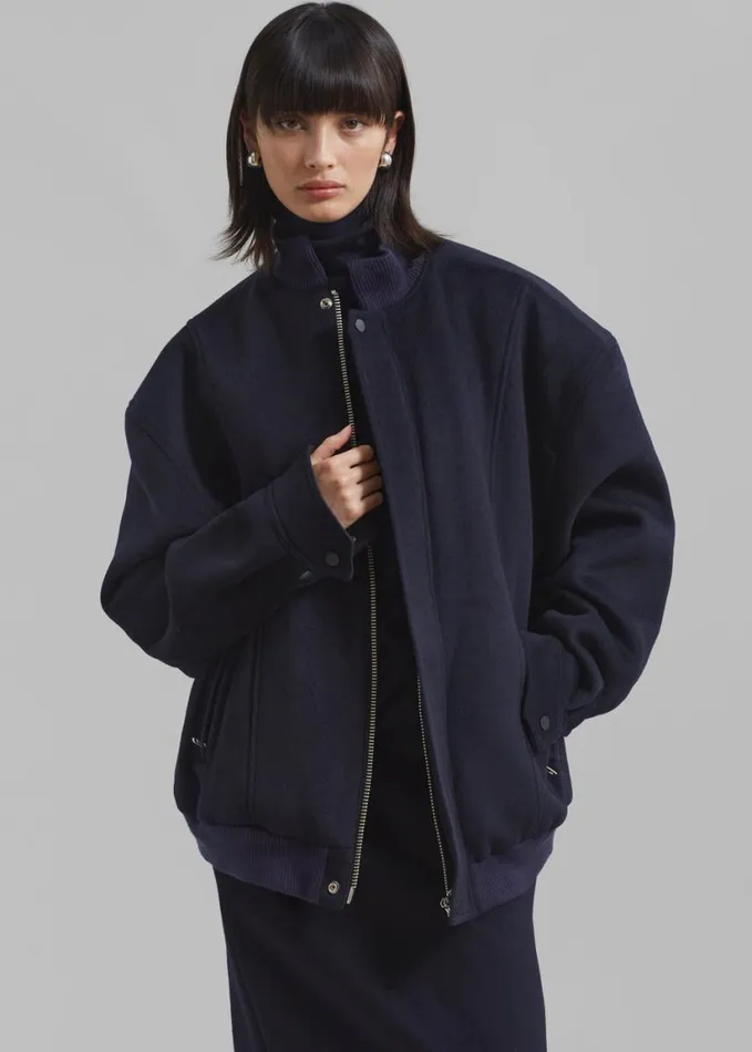 Clothing Women The Frankie Shop Arley Oversized Bomber 8211 Navy