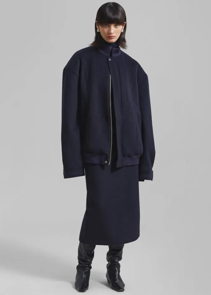 Clothing Women The Frankie Shop Arley Oversized Bomber 8211 Navy