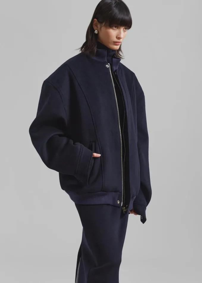 Clothing Women The Frankie Shop Arley Oversized Bomber 8211 Navy