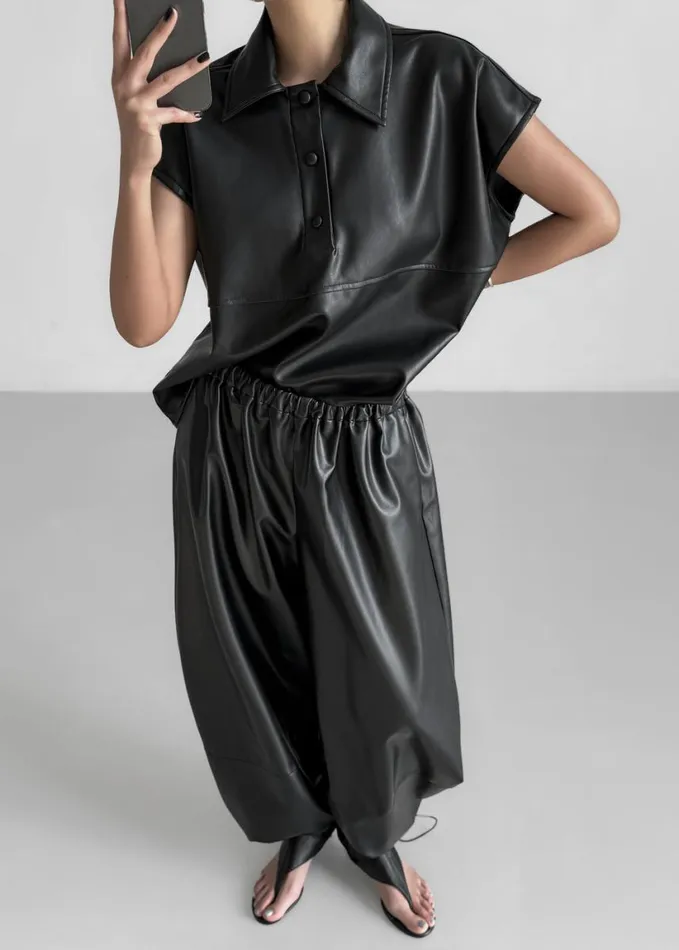 Clothing Women The Frankie Shop Briar Faux Leather Balloon Pants 8211 Black