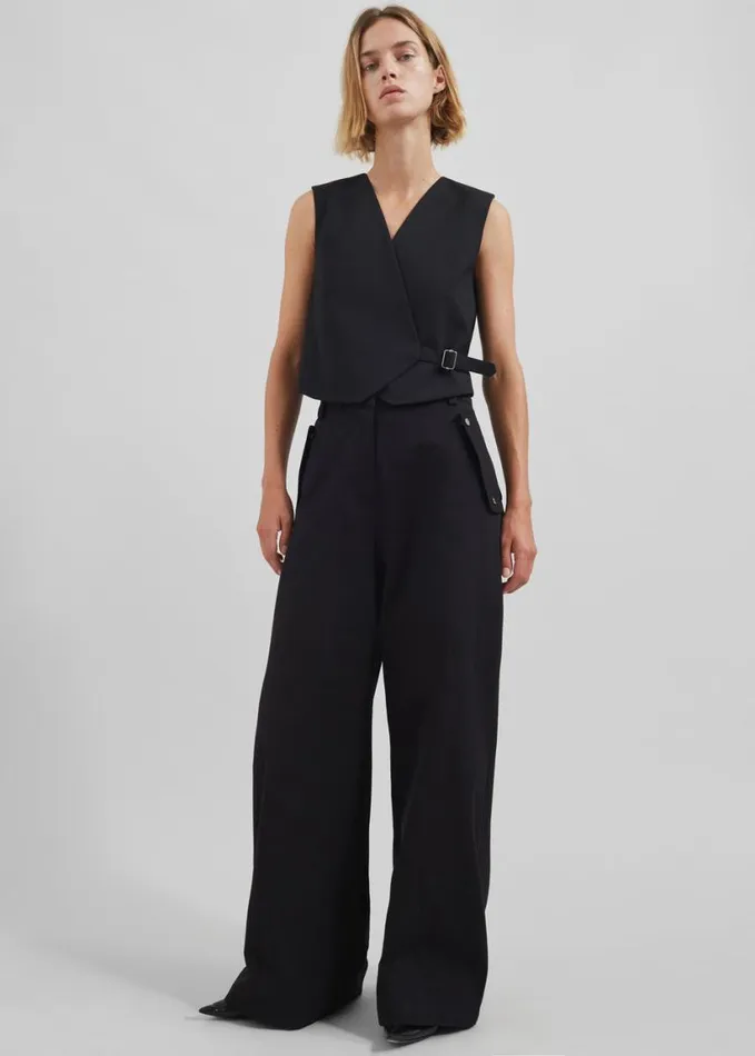 Clothing Women The Frankie Shop Calix Wide Leg Pants 8211 Black