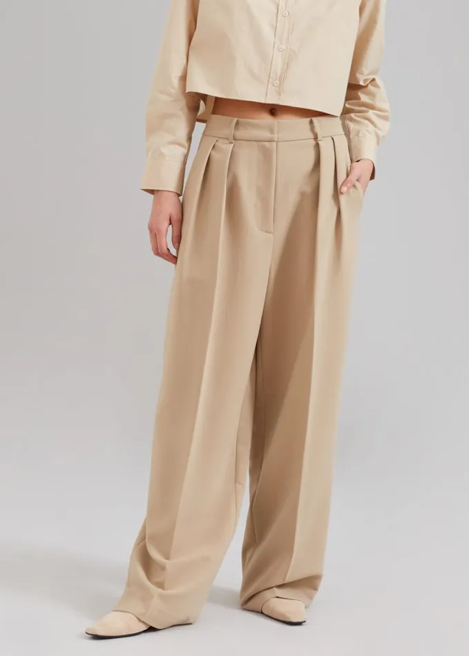 Clothing Women The Frankie Shop Corrin Pleated Trousers 8211 Beige