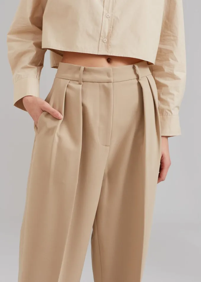 Clothing Women The Frankie Shop Corrin Pleated Trousers 8211 Beige