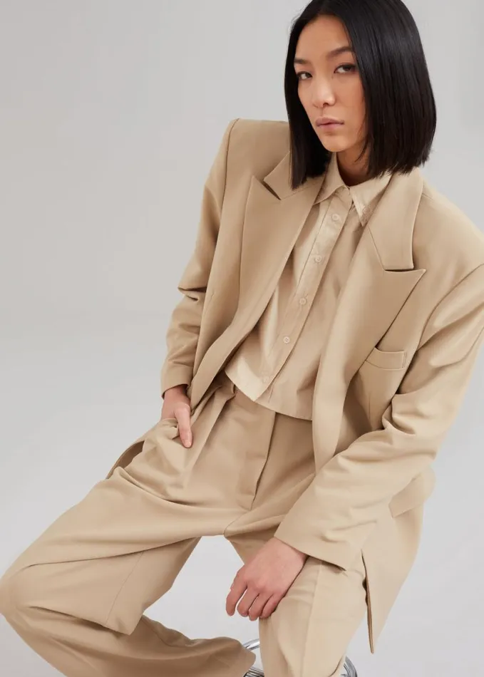 Clothing Women The Frankie Shop Corrin Pleated Trousers 8211 Beige