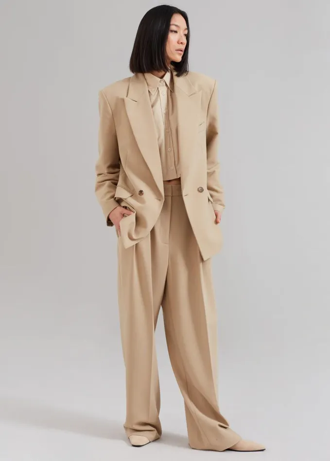 Clothing Women The Frankie Shop Corrin Pleated Trousers 8211 Beige