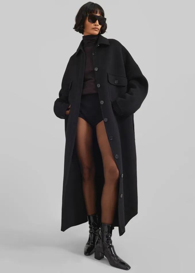 Clothing Women The Frankie Shop Dallas Wool Overcoat 8211 Black