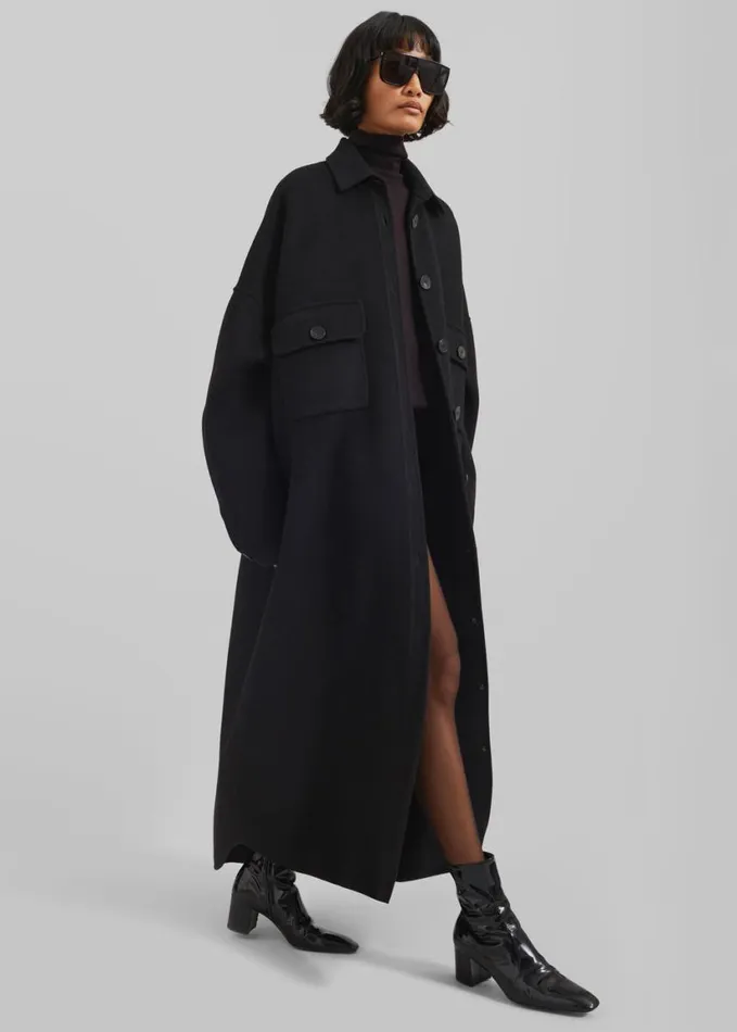 Clothing Women The Frankie Shop Dallas Wool Overcoat 8211 Black
