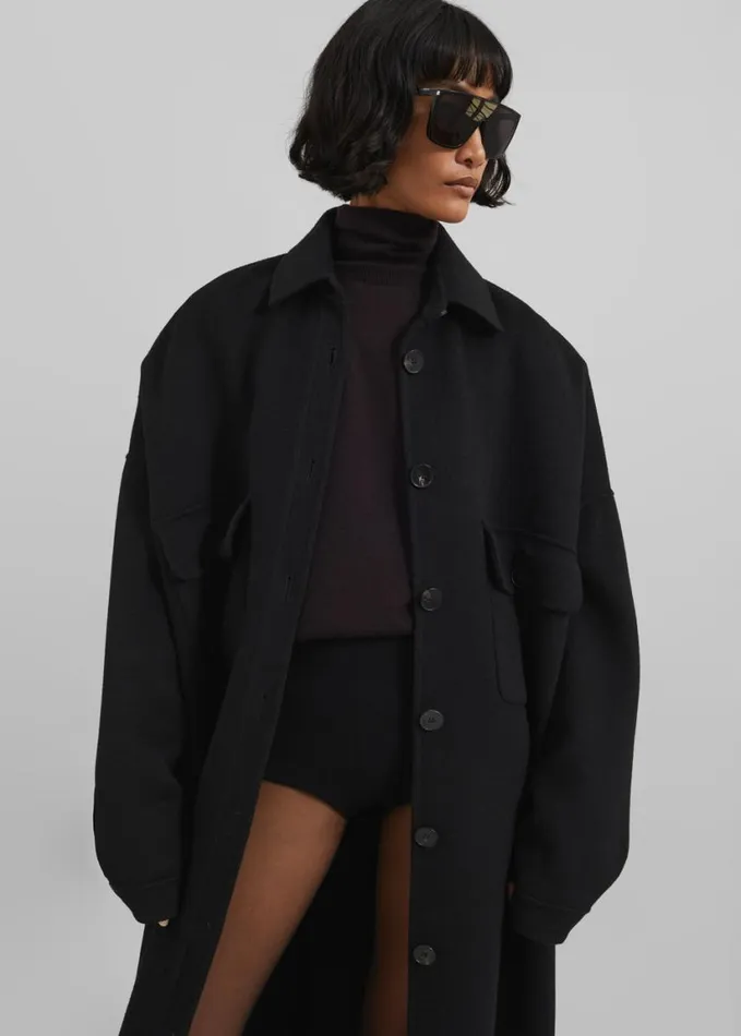 Clothing Women The Frankie Shop Dallas Wool Overcoat 8211 Black