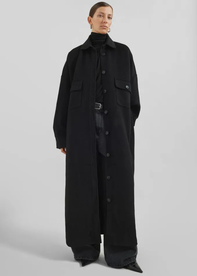 Clothing Women The Frankie Shop Dallas Wool Overcoat 8211 Black