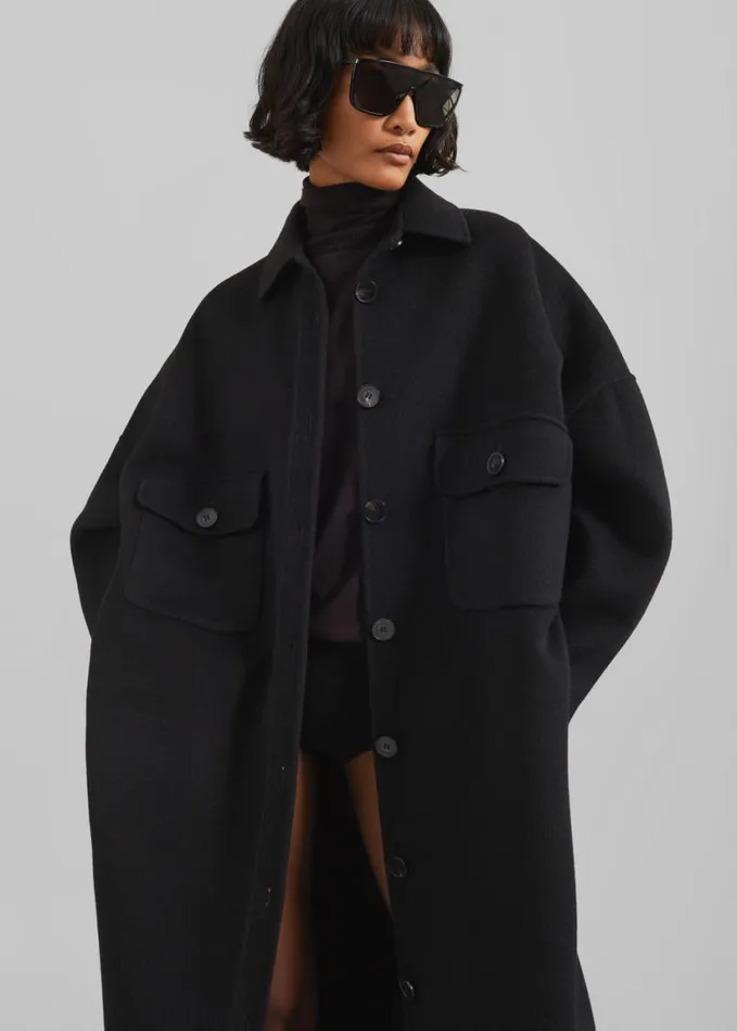 Clothing Women The Frankie Shop Dallas Wool Overcoat 8211 Black