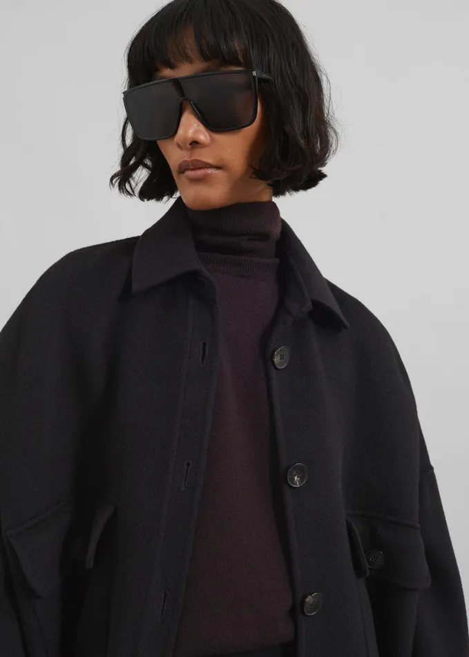 Clothing Women The Frankie Shop Dallas Wool Overcoat 8211 Black