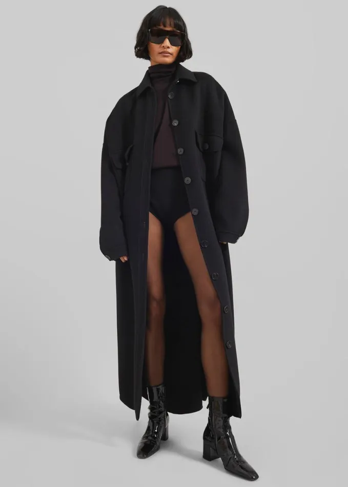 Clothing Women The Frankie Shop Dallas Wool Overcoat 8211 Black