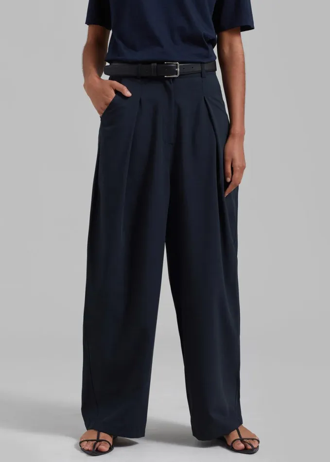 Clothing Women The Frankie Shop Dani Wide Pants 8211 Navy
