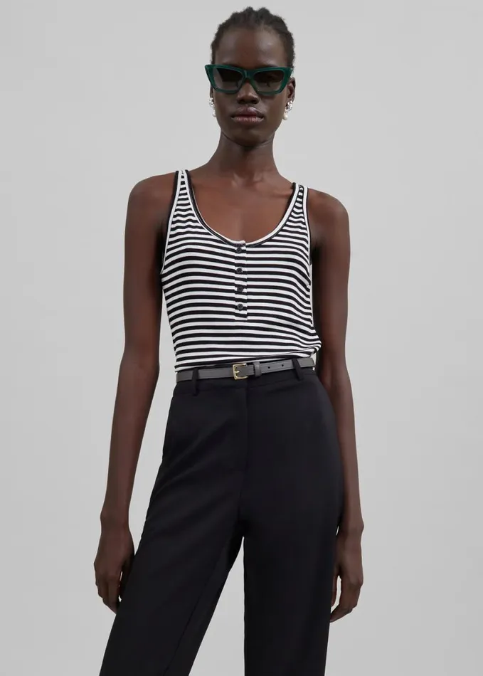 Clothing Women The Frankie Shop Daya Tank Top 8211 BlackWhite Stripe