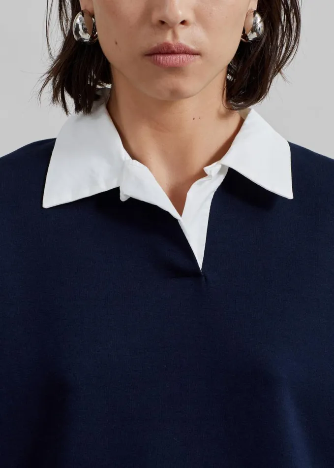 Clothing Women The Frankie Shop Edwin Boxy Sweatshirt 8211 Navy