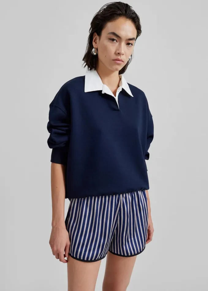 Clothing Women The Frankie Shop Edwin Boxy Sweatshirt 8211 Navy