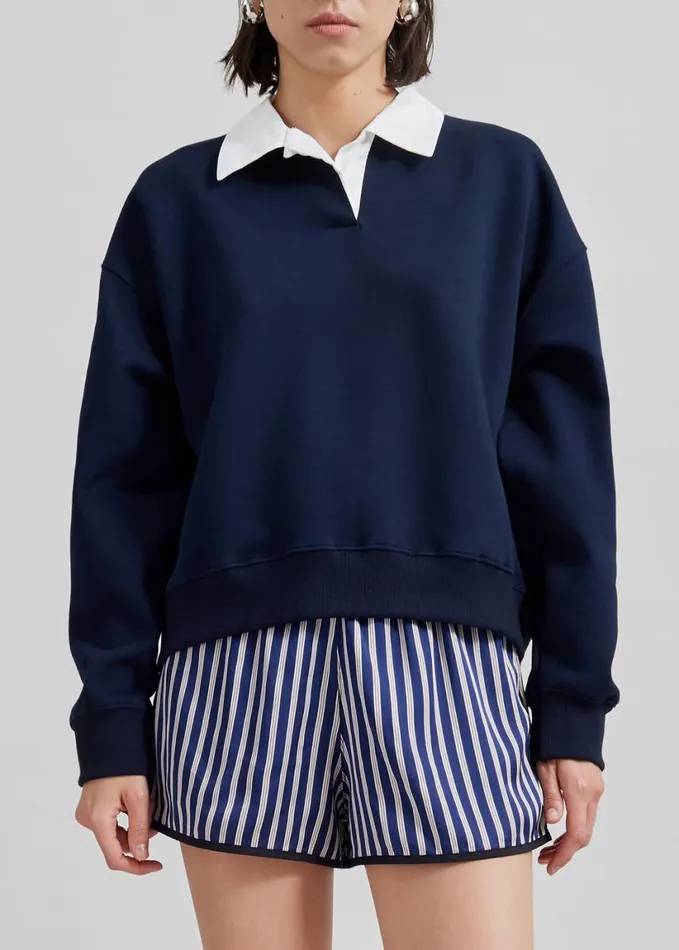 Clothing Women The Frankie Shop Edwin Boxy Sweatshirt 8211 Navy