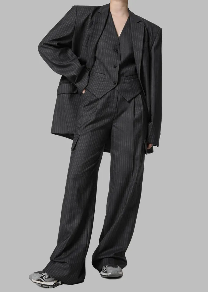 Clothing Women The Frankie Shop Elise Cargo Trousers 8211 GreyWhite Pinstripe