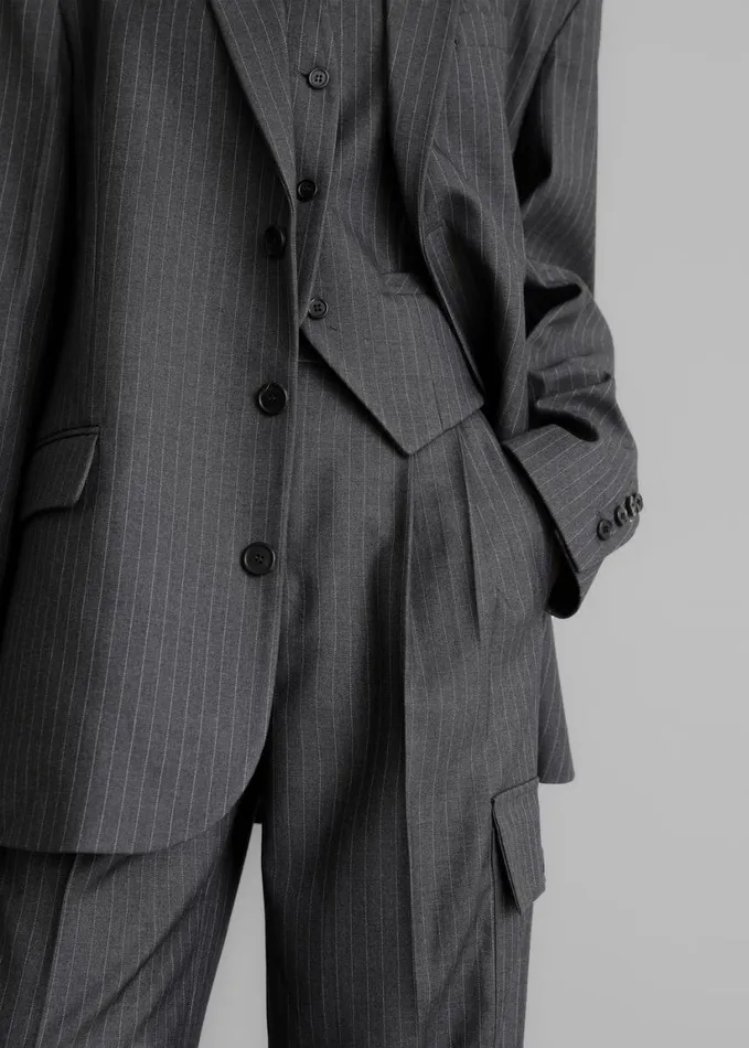 Clothing Women The Frankie Shop Elise Cargo Trousers 8211 GreyWhite Pinstripe
