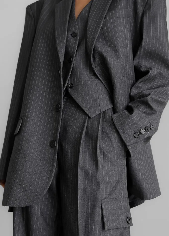 Clothing Women The Frankie Shop Elise Cargo Trousers 8211 GreyWhite Pinstripe