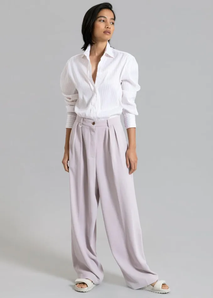 Clothing Women The Frankie Shop Flor Silky Shirt 8211 Pink Stripe