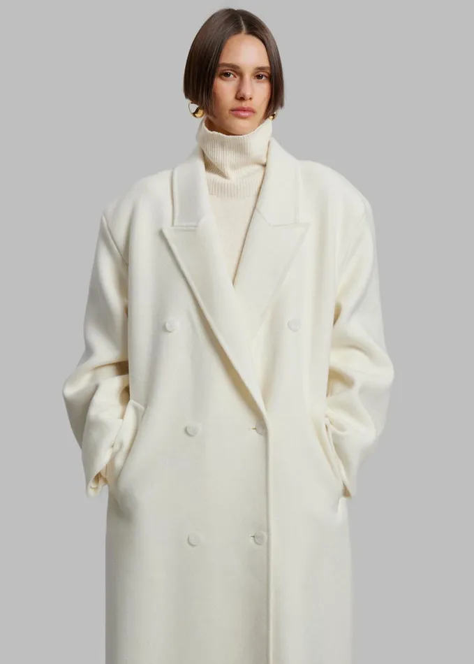 Clothing Women The Frankie Shop Gaia Double Breasted Coat 8211 Ivory