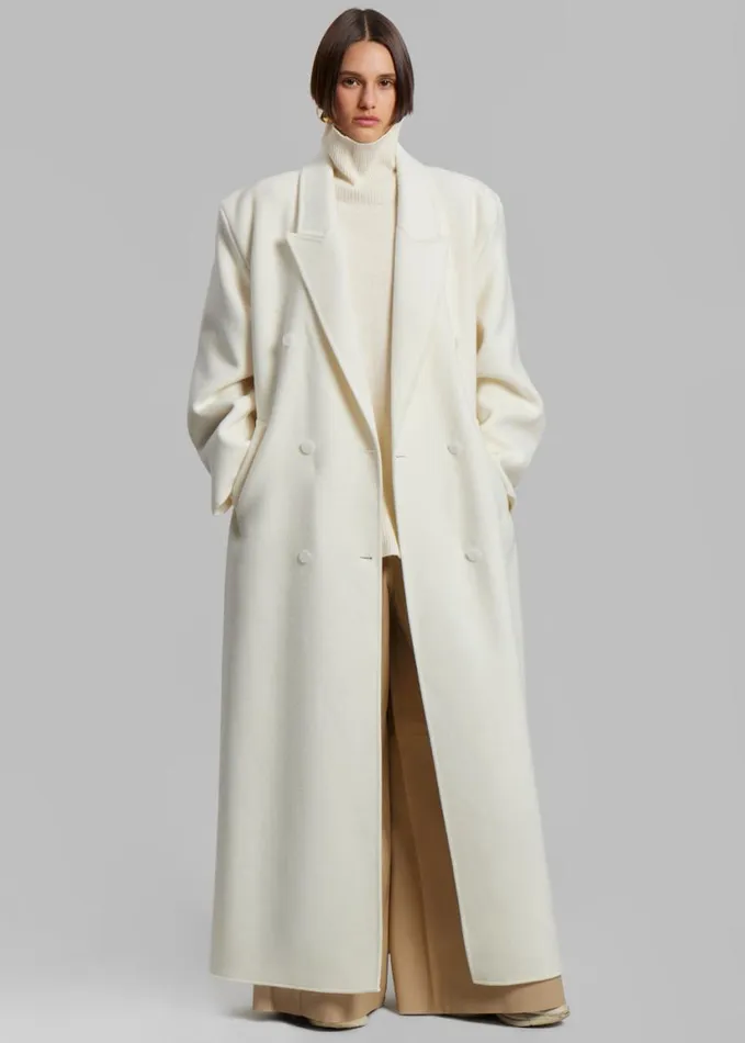 Clothing Women The Frankie Shop Gaia Double Breasted Coat 8211 Ivory