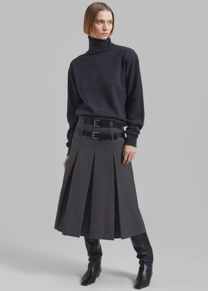 Clothing Women The Frankie Shop Gisele Pleated Midi Skirt 8211 Grey
