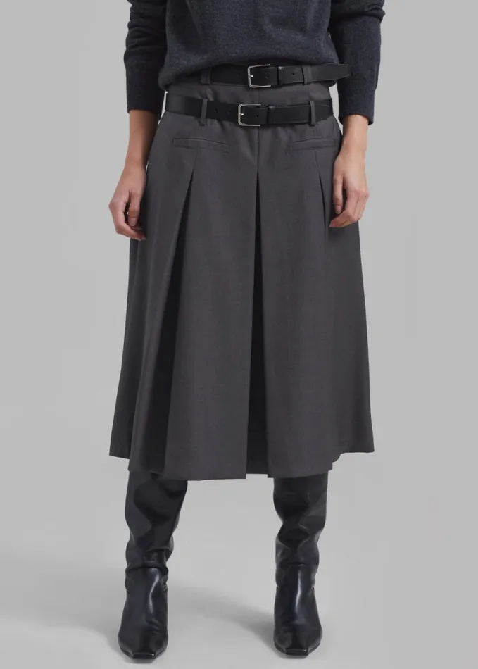 Clothing Women The Frankie Shop Gisele Pleated Midi Skirt 8211 Grey