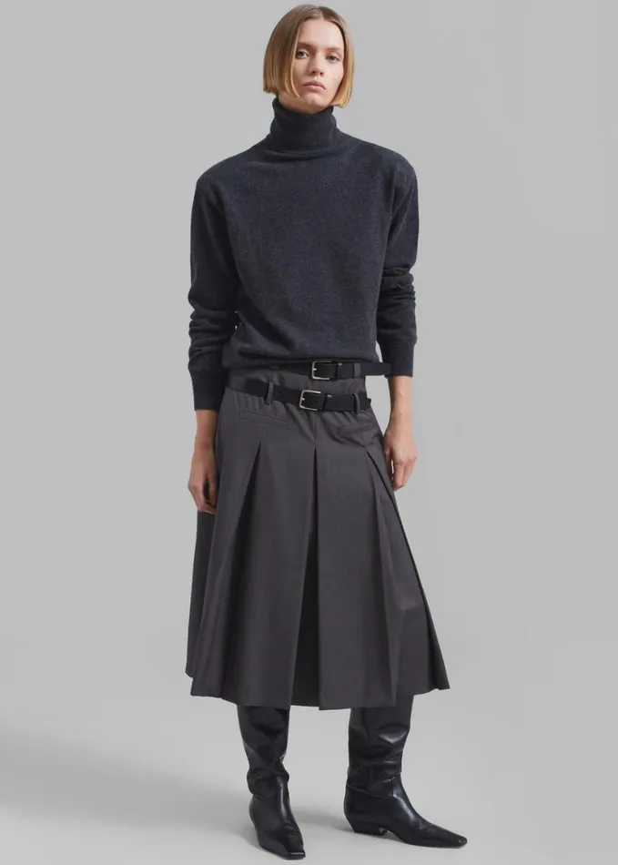 Clothing Women The Frankie Shop Gisele Pleated Midi Skirt 8211 Grey