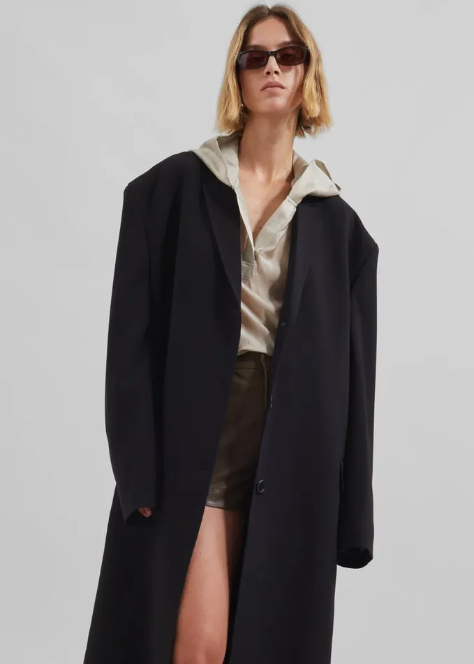 Clothing Women The Frankie Shop Hampton Long Coat 8211 Black