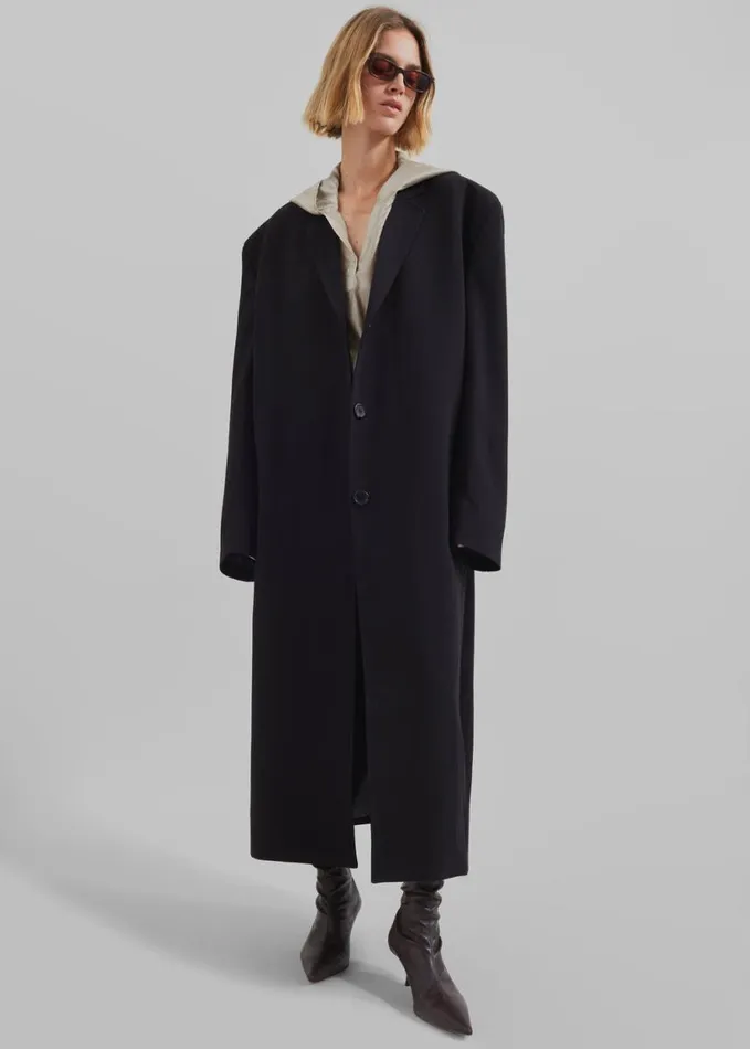 Clothing Women The Frankie Shop Hampton Long Coat 8211 Black