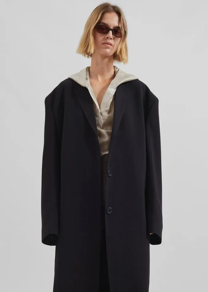 Clothing Women The Frankie Shop Hampton Long Coat 8211 Black