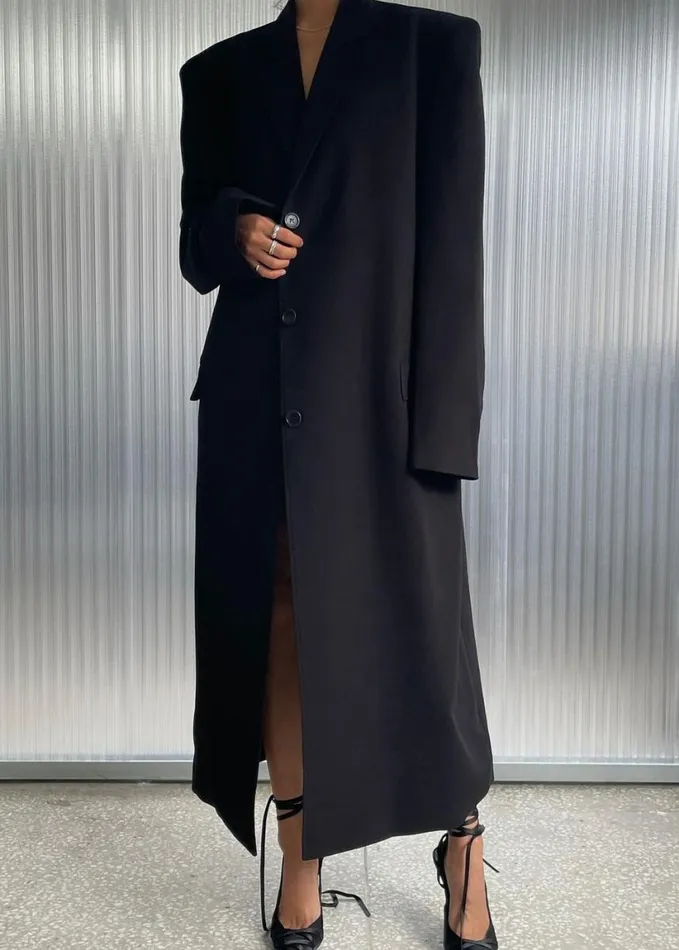 Clothing Women The Frankie Shop Hampton Long Coat 8211 Black