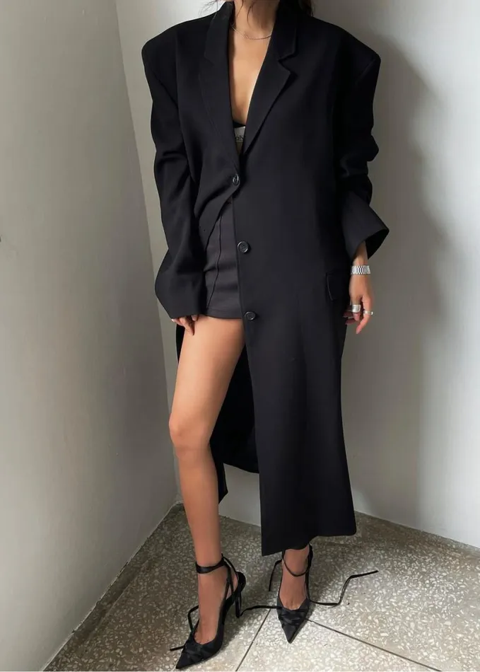 Clothing Women The Frankie Shop Hampton Long Coat 8211 Black