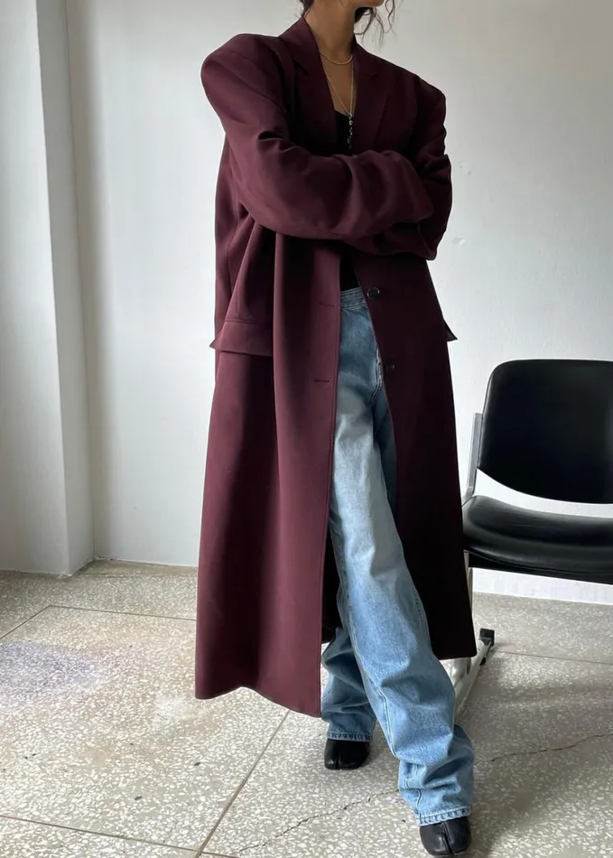 Clothing Women The Frankie Shop Hampton Long Coat 8211 Burgundy