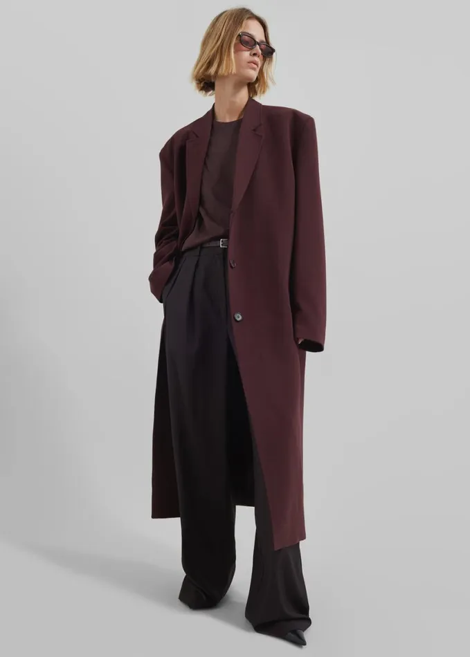Clothing Women The Frankie Shop Hampton Long Coat 8211 Burgundy
