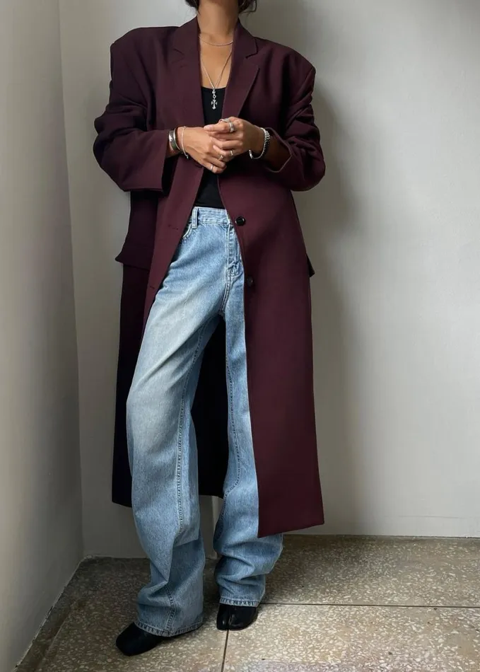 Clothing Women The Frankie Shop Hampton Long Coat 8211 Burgundy