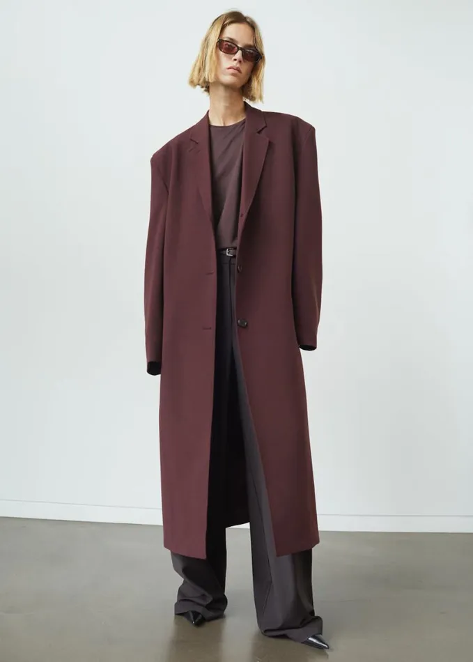 Clothing Women The Frankie Shop Hampton Long Coat 8211 Burgundy