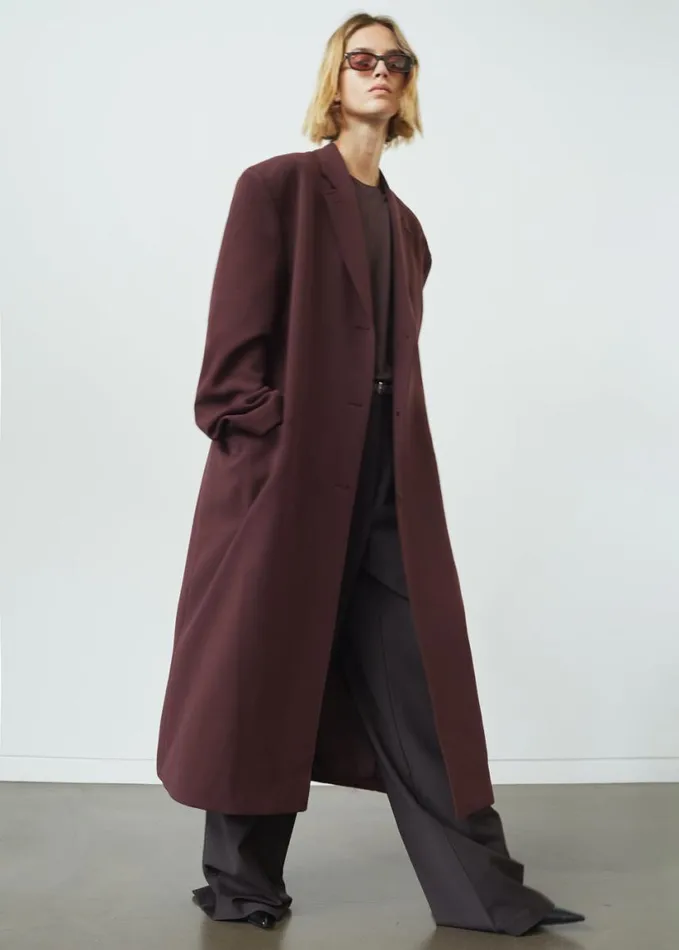 Clothing Women The Frankie Shop Hampton Long Coat 8211 Burgundy