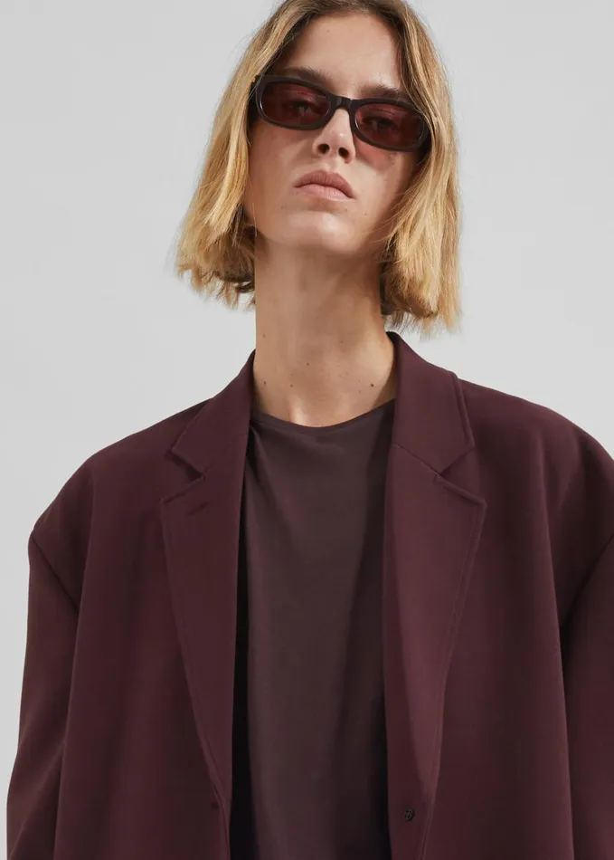 Clothing Women The Frankie Shop Hampton Long Coat 8211 Burgundy