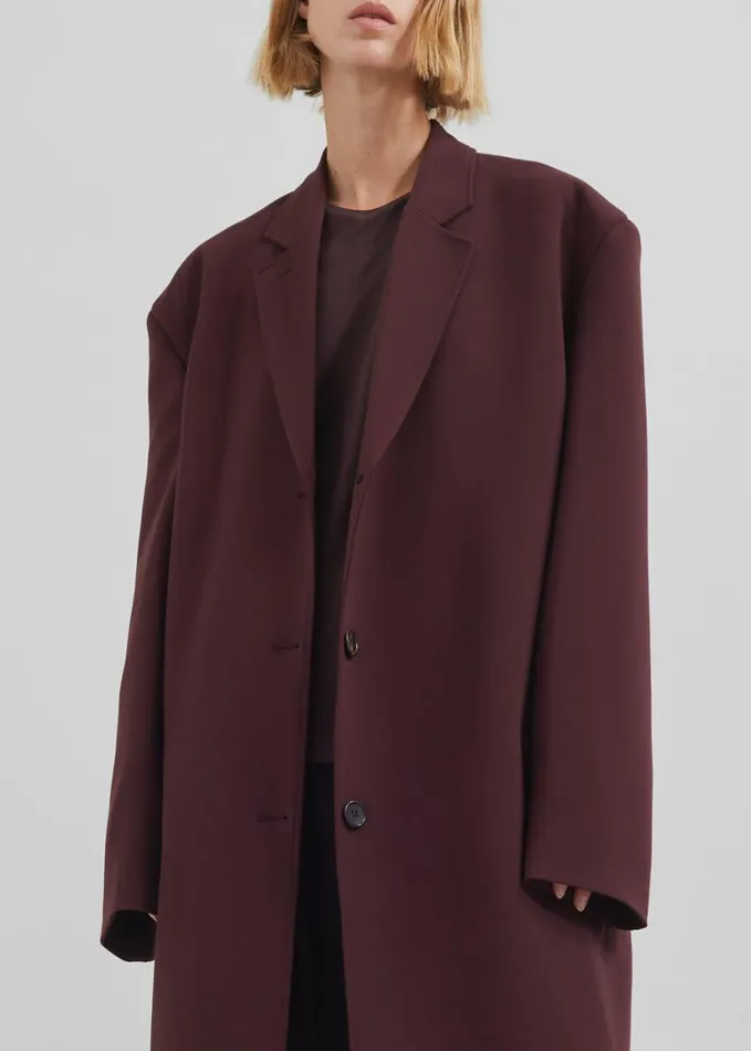 Clothing Women The Frankie Shop Hampton Long Coat 8211 Burgundy